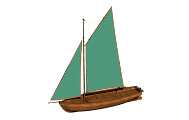 Segelschiff mit grünen Segeln