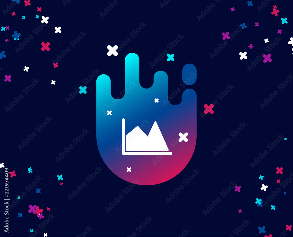 Poster line chart icon. financial graph sign. stock exchange symbol. cool banner with icon. abstract shape 