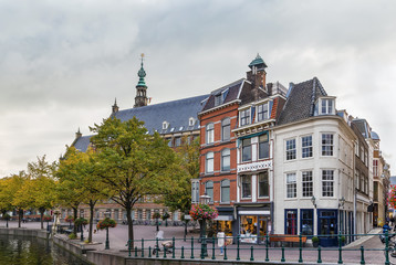 Fototapeta na wymiar Embankment of the canal, Leiden, Netherlands