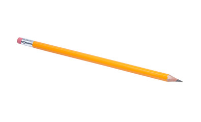 yellow pencil isolated on the white