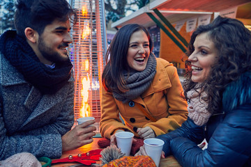 Friends On Christmas Market