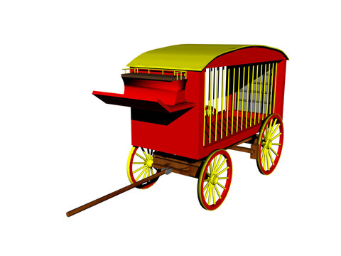 Rot gelber Zirkuswagen für Raubtiere