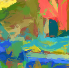Fototapeta na wymiar Studio arts background. Wall art print poster for sell. Template for graphic or web design decor. Modern technique of painting in oil. Chaotic soft strokes of paint brush. Sweet and romantic style. 