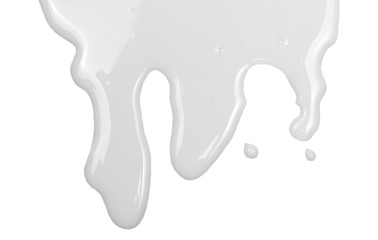 Spilled milk puddle isolated on white background and texture, top view