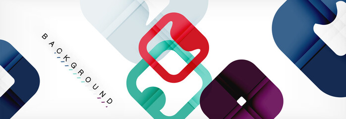 Fototapeta premium Square geometric background, multicolored template for business or technology presentation or web brochure cover layout, wallpaper.