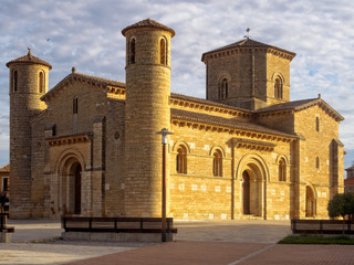 Fototapeta na wymiar The Romanesque Church of Saint Martin lit by the morning sun - Fromista, Castile and Leon, Spain