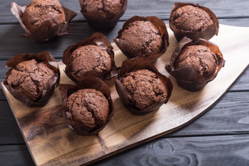 Sweet dessert chocolate muffins or cupcake