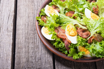 Fresh salad with bacon