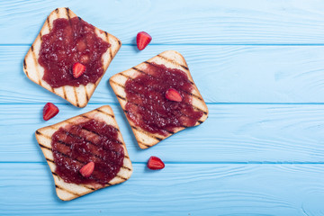 Toast with strawberry jam