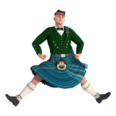 3D Rendering Highlander on White