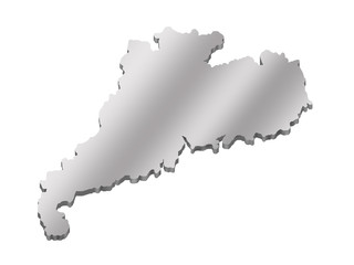 3 d map of Guangdong with a metal gradient
