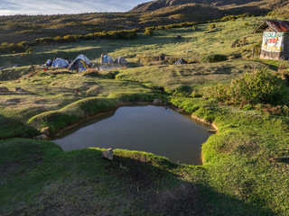 Tot Springs (Termales de Cañón) in the near of Nevado del Tolima volcano in Los Nevados National...