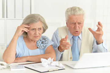 Portrait of senior businesspeople working with laptop