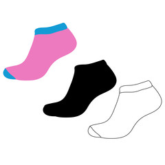 vector, isolated, pink sock sketch, silhouette