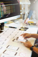 ux designer creative graphic planning application development a prototype smartphone layout.