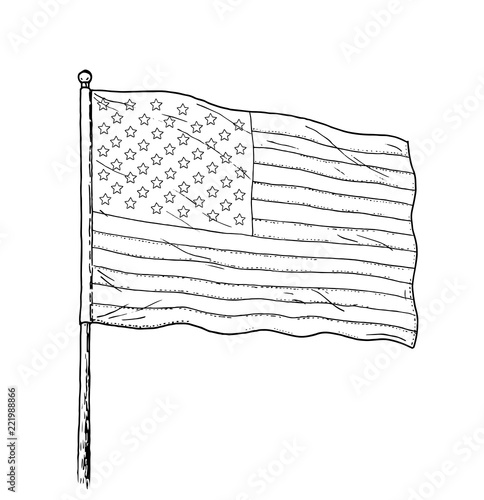 american flag drawing vintage like illustration of flag of usa