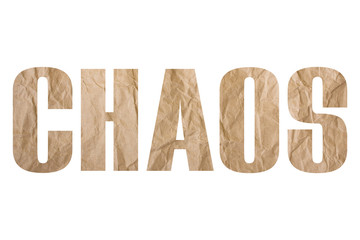 CHAOS word with wrinkled paper texture