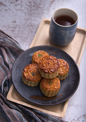 Chinese Mid Autumn Festival Moon cake and tea