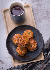 Chinese Mid Autumn Festival Moon cake and tea