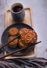 Chinese Mid Autumn Festival Moon cake and tea