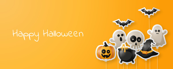 Happy Halloween background with halloween ornament balloon. Vector illustration