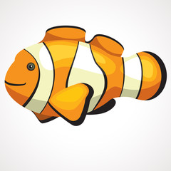 Cute aquarium clown fish cartoon. Vector drawing