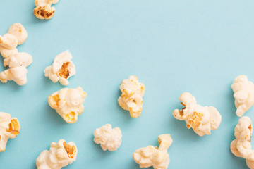 pop corn on blue background