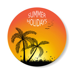 Summer beach holidays logo icon template vector illustration
