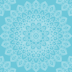 Seamless pattern with mandala ornament. Hand drawn illustration