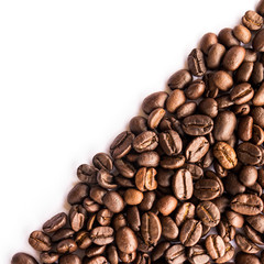 Close up of Coffee beans on white background