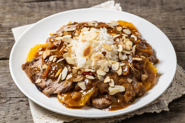 Pork in cider with rice