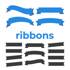 Flat vector ribbons banners isolated. Ribbons banners