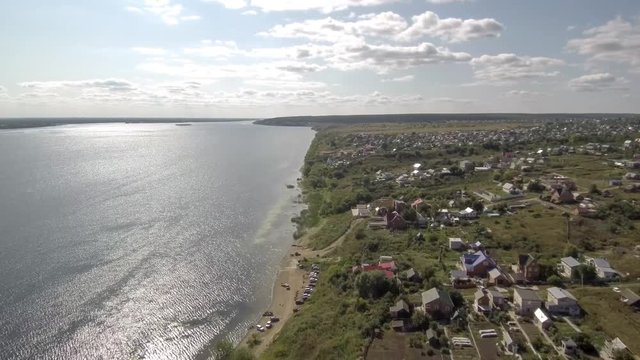 settlement on the river Bank top view.