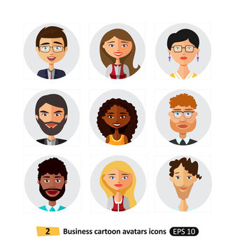 Flat icons users avatars office business people set 