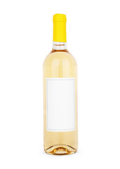 White wine bottle isolated on white, clipping path included