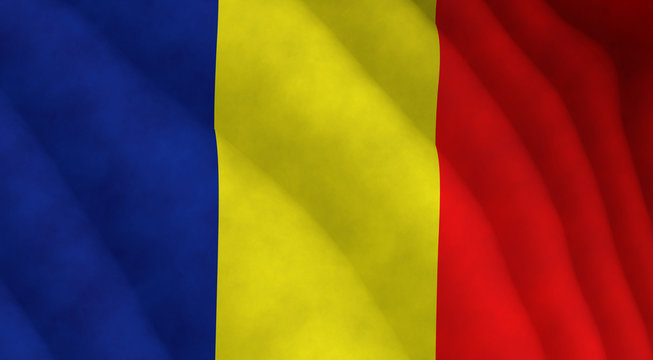 Illustration of a flying Romanian flag