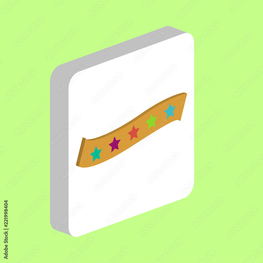Poster Star Ribbon Simple vector icon. Illustration symbol design template for web mobile UI element. Perfect color isometric pictogram on 3d white square. Star Ribbon icons for your business project