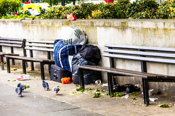 Things of a homeless man waiting for his owner, London
