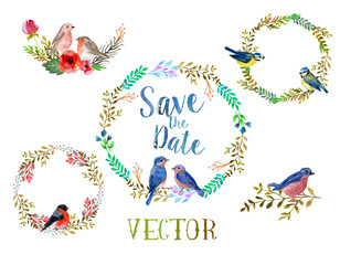 Vector watercolor wreathes.