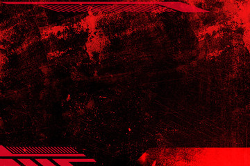 Abstract grunge futuristic cyber technology background. Sci-fi circuit design. Red print on old grungy surface. Grunge frame. 
Futuristic technology design. Cyber punk backdrop