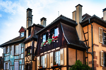 Street view of downtown in Colmar, Alsace, France