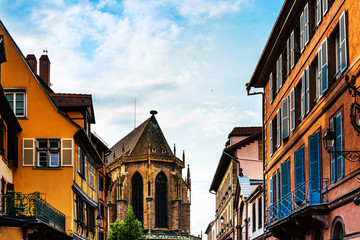 Street view of downtown in Colmar, Alsace, France