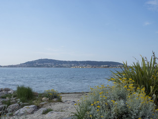 Plages du poste de secours de Balaruc-les-Bains dans l'Hérault au bord de la Lagune de Thau