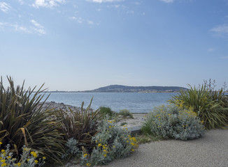 Plages du poste de secours de Balaruc-les-Bains dans l'Hérault au bord de la Lagune de Thau