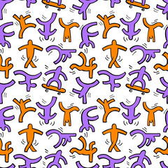 Obraz premium Seamless pattern with dancing figures