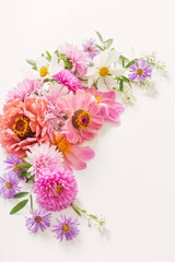 pink flowers on white background