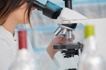 bottle of wine in the quality control laboratory