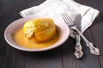 Baked Stuffed Peppers with sour cream