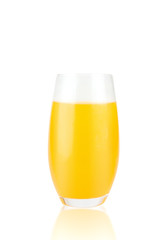 Glass of Fresh Orange Juice on White Background , Food and Drinks Healthy Nutrition