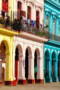 Colorful colonial buildings in Old Havana